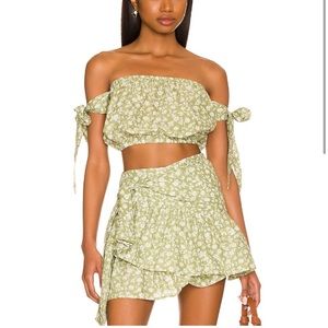 Green Floral Garden 2 Piece Skirt & Top Set